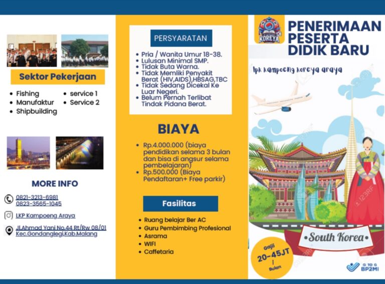 Brosur LKP Kampoeng Korea Araya 1